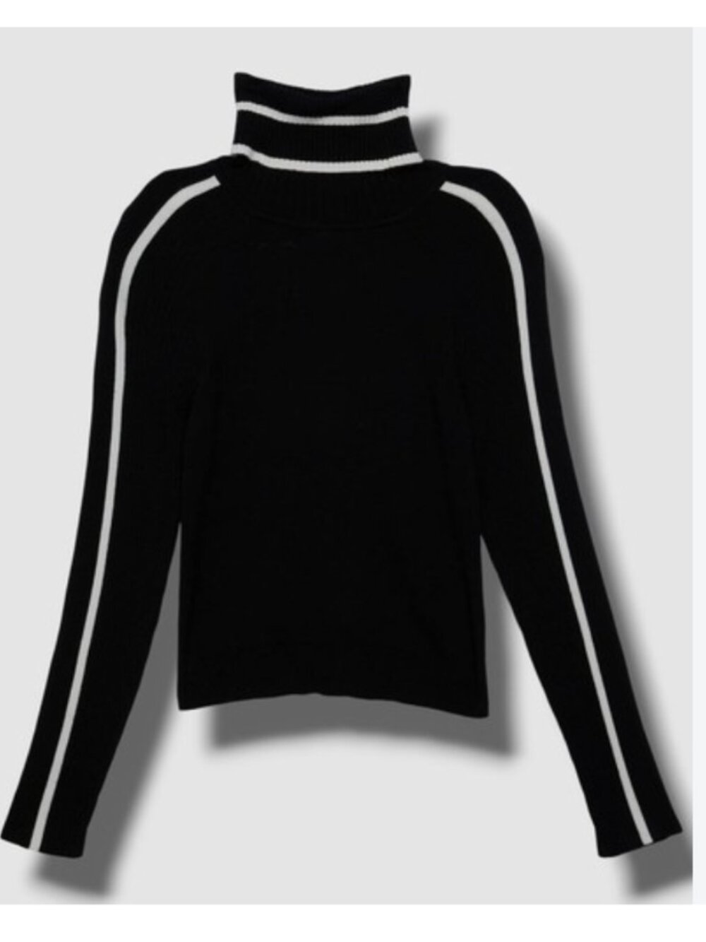 Milly Minis Racer Stripe Turtleneck Black Stripe white Sweater ribbed l large